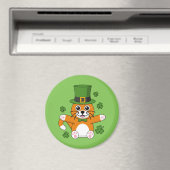 Aimant Chat de la Saint Patrick avec dessin Shamrock (In Situ (Lave-vaisselle))