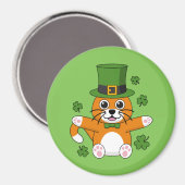 Aimant Chat de la Saint Patrick avec dessin Shamrock (Recto/Verso)