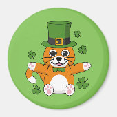Aimant Chat de la Saint Patrick avec dessin Shamrock (Devant)
