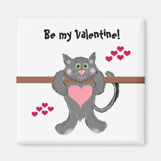 Aimant Chat de la Saint-Valentin avec des cœurs (Devant)