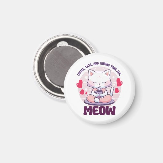 Aimant Chat de méditation - Chat Kawaii (Recto/Verso)