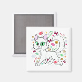 Aimant Chat de Noël (Blanc) (Recto/Verso)