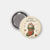 Aimant Chat de Noël dans une chaussette (Recto/Verso)