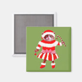 Aimant chat de Noël drôle (Recto/Verso)