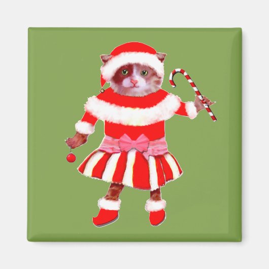 Aimant chat de Noël drôle (Devant)