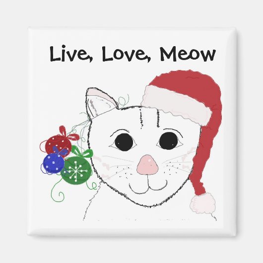 Aimant Chat de Noël mignon avec Dit (Devant)