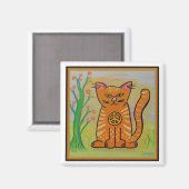 Aimant Chat de Paix avec Fleurs (Recto/Verso)