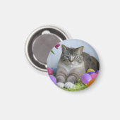 Aimant Chat de Pâques Sticker Classic Rond Mason Jar Ston (Recto/Verso)