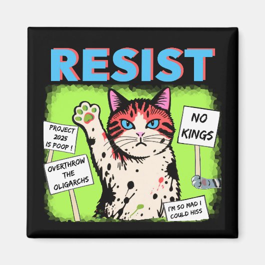 Aimant Chat de protestation de la Résistance (Devant)