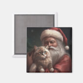 Aimant Chat de Sibérie avec Noël Festif du Père Noël (Recto/Verso)