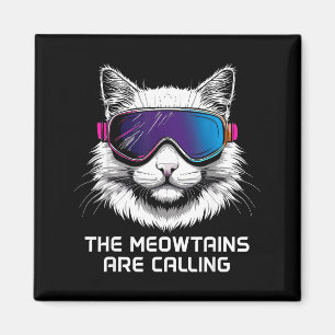 Aimant Chat de ski snowboard drôle les meowtains appellen
