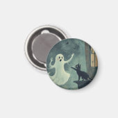 Aimant Chat d'Halloween et fantôme (Recto/Verso)