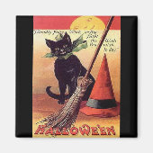 Aimant Chat d'Halloween noir vintage (Devant)