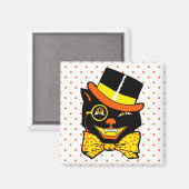 Aimant Chat d'Halloween vintage en haut (Recto/Verso)