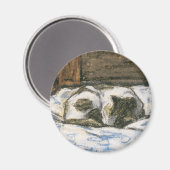 Aimant Chat dormir sur un lit à Claude Monet (Recto/Verso)