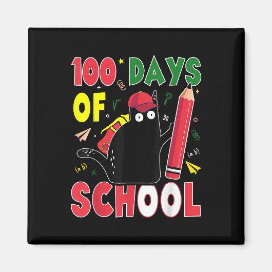 Aimant Chat Drôle 100 Jours D'École Crayon Kitten 100ème (Devant)