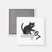 Aimant Chat drôle 6 7 Mème Chat faisant tomber 67 (Recto/Verso)