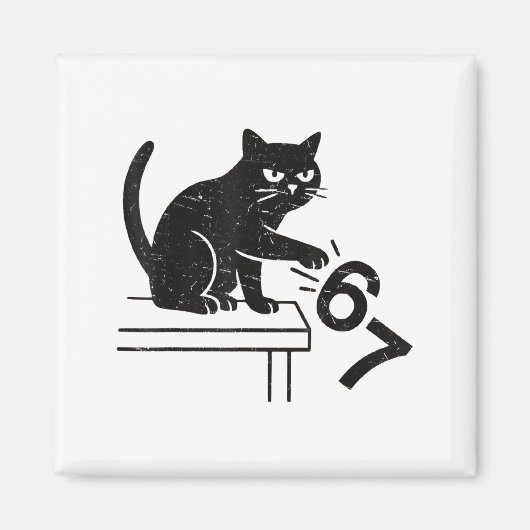 Aimant Chat drôle 6 7 Mème Chat faisant tomber 67 (Devant)