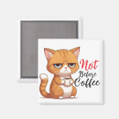 Aimant Chat drôle avec café (Recto/Verso)