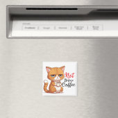 Aimant Chat drôle avec café (In Situ (Lave-vaisselle))