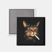 Aimant Chat drôle fumeur Cigarette Chatons Mème Stupide C (Recto/Verso)