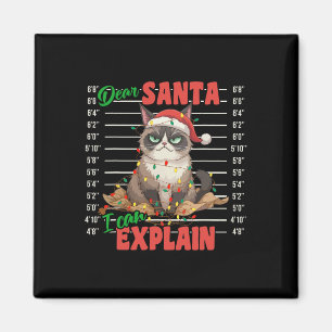 Aimant Chat Drôle Mugshot Cher Père Noël Je Peux Explique