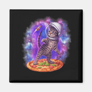 Aimant Chat Drôle Voler Une Pizza Astronaut Kitten Space