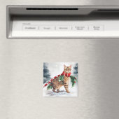 Aimant Chat du Bengale à Noël de neige (In Situ (Lave-vaisselle))