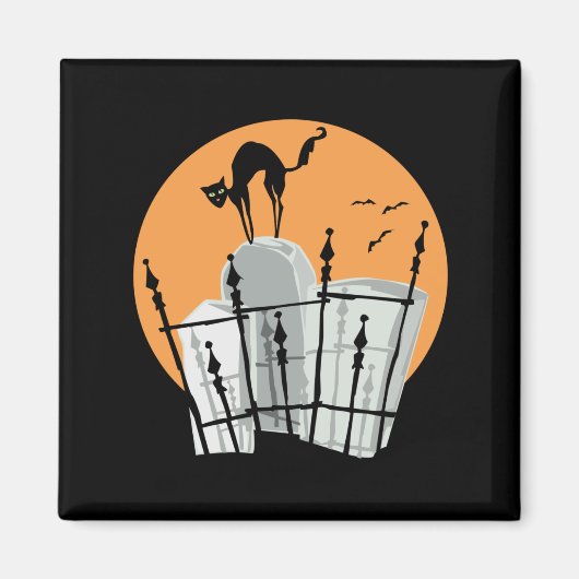 Aimant Chat du cimetière d'Halloween (Devant)