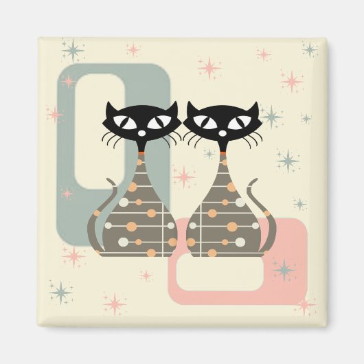 Aimant Chat Du Milieu Du Siècle Moderne Du Milieu Du Sièc (Devant)