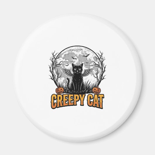 Aimant Chat effrayant Halloween Dessin de gravure vintage (Devant)