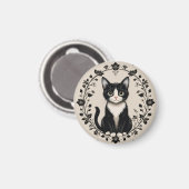 Aimant Chat élégant noir et blanc (Recto/Verso)