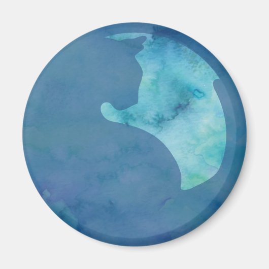 Aimant Chat en cercle - Bleu (Devant)