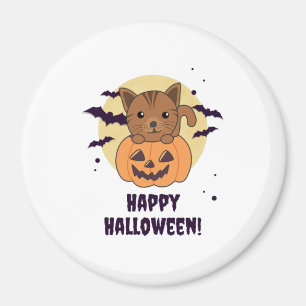 Aimant Chat En Citrouille Chats Doux Joyeux Halloween