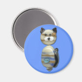 Aimant Chat en perle de verre Brown bleu (Recto/Verso)