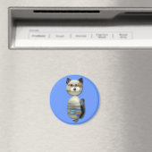 Aimant Chat en perle de verre Brown bleu (In Situ (Lave-vaisselle))