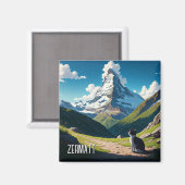Aimant Chat en Zermatt Suisse Matterhorn (Recto/Verso)