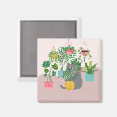 Aimant Chat entre Plantes drôle (Recto/Verso)