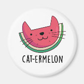 Aimant Chat-Ermelon Funny Chat Watermelon Pun (Devant)