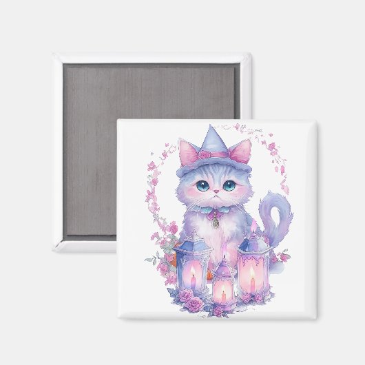 Aimant Chat et bougies Halloween (Recto/Verso)