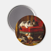 Aimant Chat et chatons Jouer avec chaise (Recto/Verso)