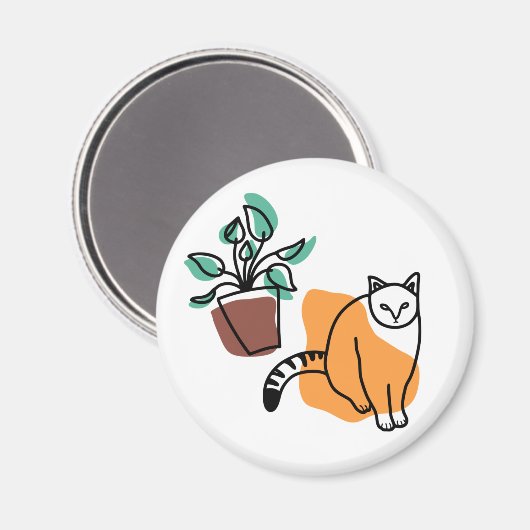 Aimant Chat et le plante (Recto/Verso)