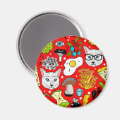 Aimant Chat et oeuf sur le rouge (Recto/Verso)