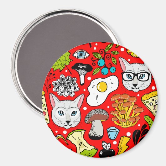 Aimant Chat et oeuf sur le rouge (Recto/Verso)