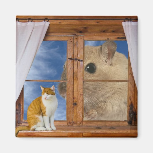 Aimant Chat et souris amusant (Devant)