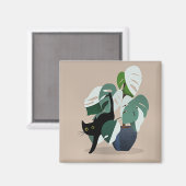 Aimant Chat et une oeuvre d'art Plante (Recto/Verso)