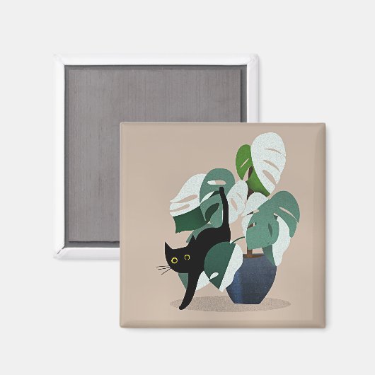 Aimant Chat et une oeuvre d'art Plante (Recto/Verso)