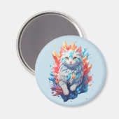 Aimant Chat Fantastique de Feu et de Glace (Recto/Verso)