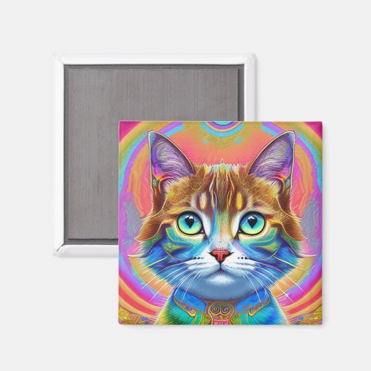 Aimant Chat fantastique Mystique coloré (Recto/Verso)