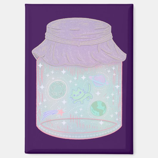 Aimant Chat Galaxie dans un Pot | Art de Chat Kawaii de l (Recto)